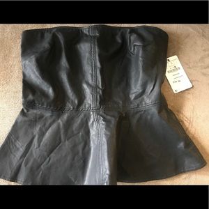 New Zara Faux Leather Strapless Peplum top Size L